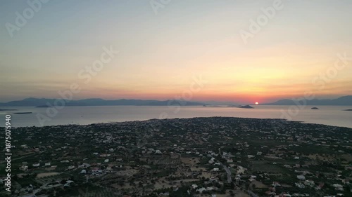 sunset over the island