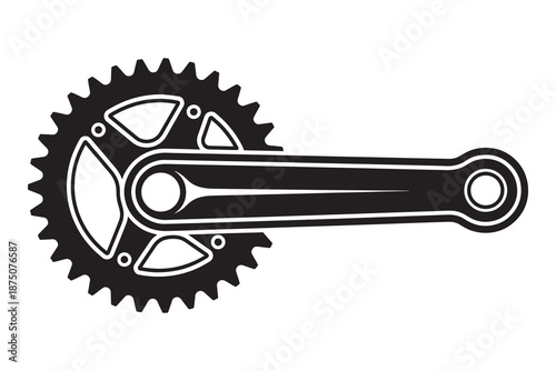 Bicycle crank arm and gear isolated on white background