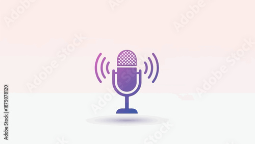 Gradient purple microphone icon with sound waves on a clean light background, symbolizing audio recording