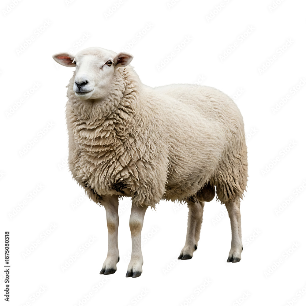 Fototapeta premium Domestic sheep standing on studio background