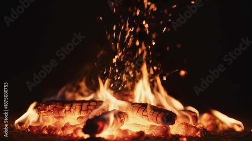 Captivating Fire and Sparks Dancing in the Night.