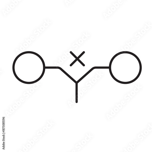 A vector icon showing a condition that was not fulfilled, marked with an X symbol, created in line style with editable stroke