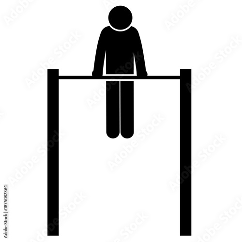 Gymnast performing controlled pull up movement.