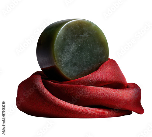 Close-up of chinese emperor's jade seal a historical silk cloth artifact