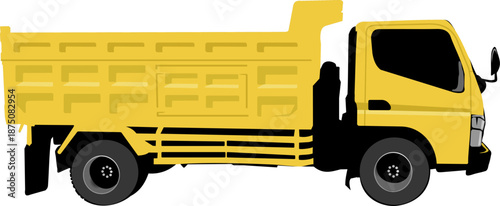 vector image of a transport truck with yellow color isolated on white