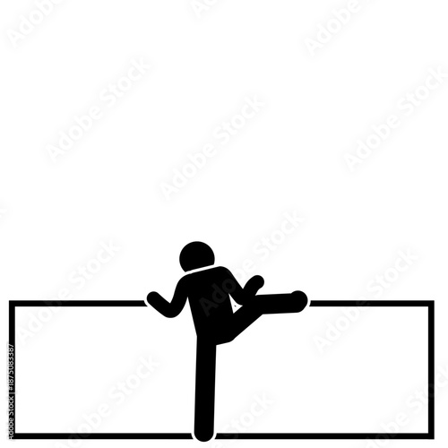 Person ascending wall with climbing technique.