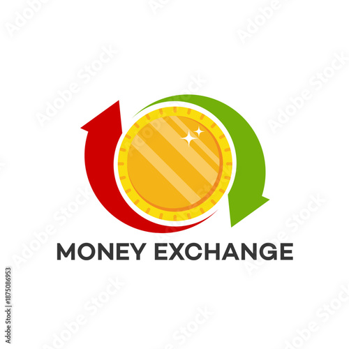 Money Exchange Symbol with Coin and Arrows.