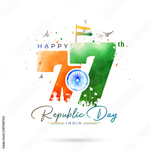 India logo republic day 77 years. Freedom and patriotic concept background.