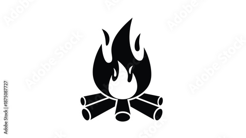 a black and white image of a campfire burning