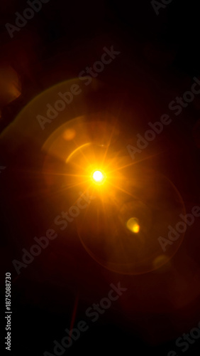 Abstract Natural Sun flare on the black