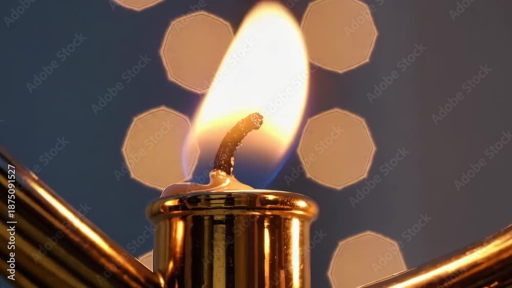 custom made wallpaper toronto digitalClose-up of a Hanukkah menorah flame with soft bokeh, conveying warmth, tradition, and celebration.