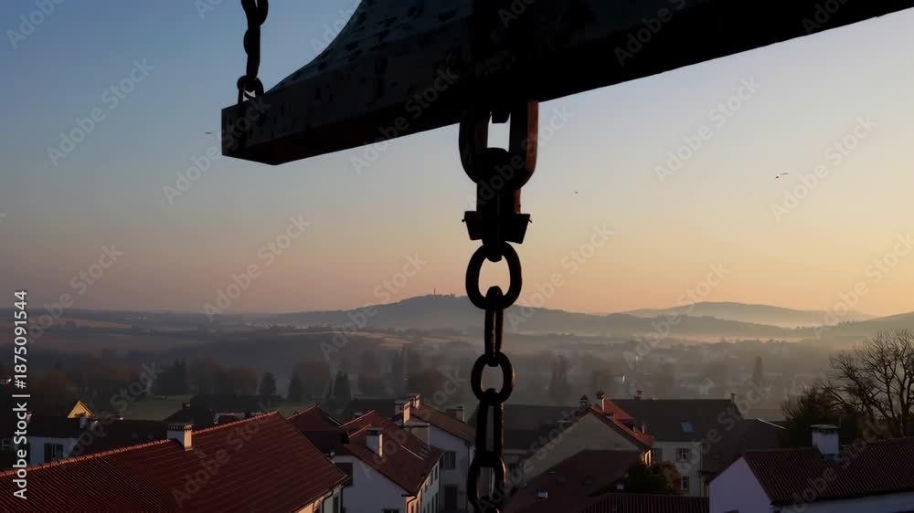 custom made wallpaper toronto digitalChurch bells ring at sunrise above village rooftops as birds take flight, signaling a peaceful beginning of the day.