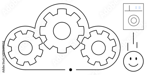 Cloud computing concept. Cloud gear mechanisms digital processes in cloud computing. Cloud computing for innovation, data storage, automation, collaborative solutions, and technology