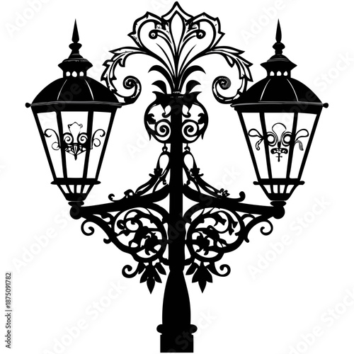mardi gras street lamp icon silhouette illustration for festival, celebration, and street decoration design