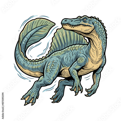 Dynamic Spinosaurus Dinosaur Illustration