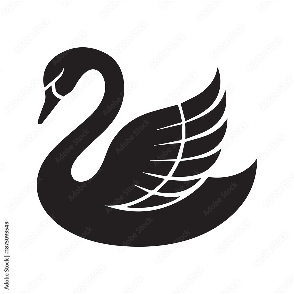 Fototapeta premium Swan Silhouette Icon – Elegant Bird Vector Design