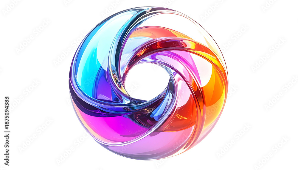 Obraz premium Transparent, colorful, swirling ring against a black background