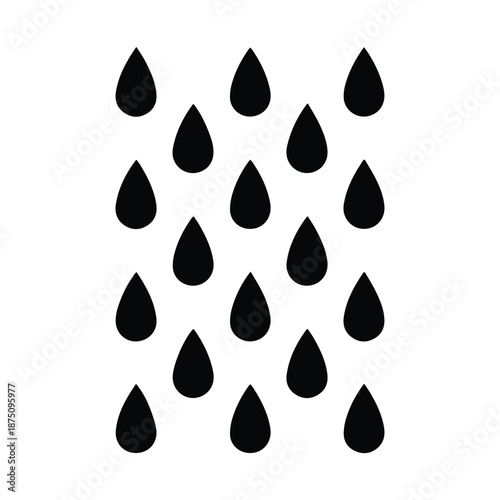 Rain drops falling isolated on white background, Vector, illustration