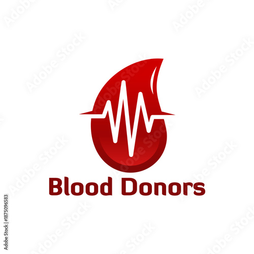 Blood Donors Logo with Heartbeat Symbol.