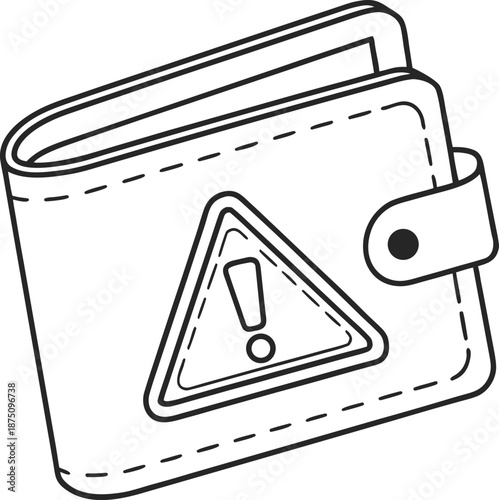 Financial Warning: A stark, black-and-white illustration of a wallet, bearing a bold warning sign, signaling potential financial risks and caution.