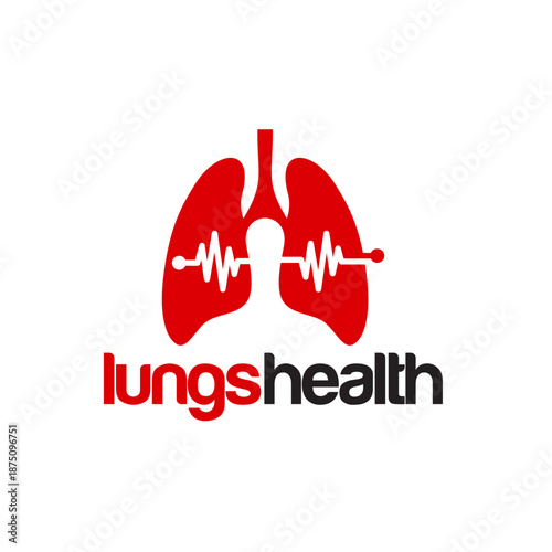 Lungs Health Logo with Heartbeat Line.