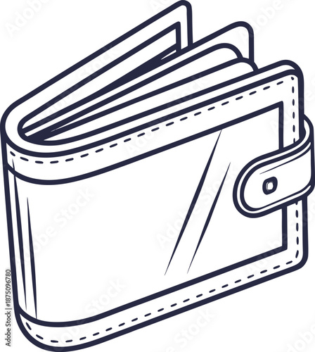 Wallet illustration: A sleek and minimalist wallet design, meticulously drawn with clean lines, conveying practicality and style in this graphic representation.