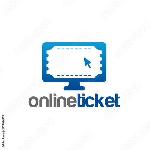 Online Ticket Purchase Concept with Computer Monitor and Cursor.