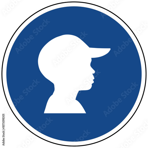 Kind Vektor Icon Junge mit Kappe Profil Silhouette Symbol für Kinderbereich Jugend Nachwuchs blaues Schild Grafik Familie Schule Bildung Freizeit Kindheit Kleinkind Sohn Schützling