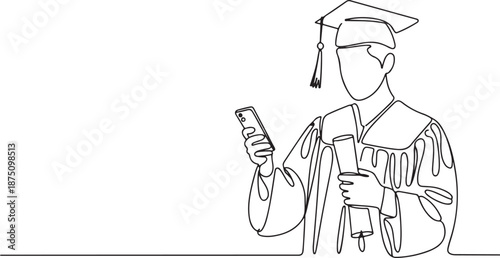 Modern Graduate with Diploma and Smartphone