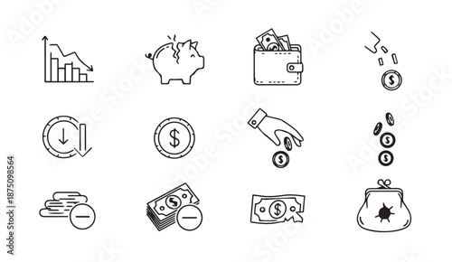 Financial icons for business and investment concepts vector style