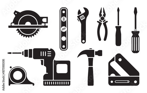 Construction power tools and hand instruments featuring circular saw drill level and measuring device