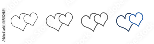 
outline icon set heart with two heart design
