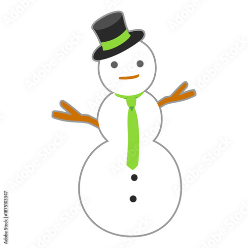 シルクハットの雪だるま　3段　線あり