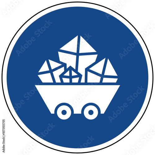 Blaues Bergbau Icon Lore mit Kristallen und Mineralien Edelsteine Industrie Vektor Illustration