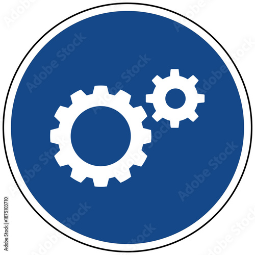 Blaues Industrie Icon mit zwei Zahnrädern Getriebe Mechanik Technik Vektor Illustration