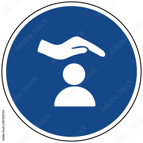 Blaues Schutz Icon Hand über Mensch Versicherung Pflege Hilfe Soziales Vektor Illustration
