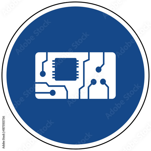 Blaues Mikrochip Icon Leiterplatte Elektronik Hardware Computer Technik Vektor Illustration