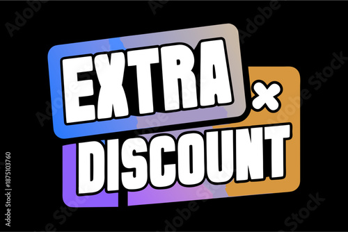 Modern Extra Discount Badge with Plus Icon and Rounded Geometric Style for Retail Promotions