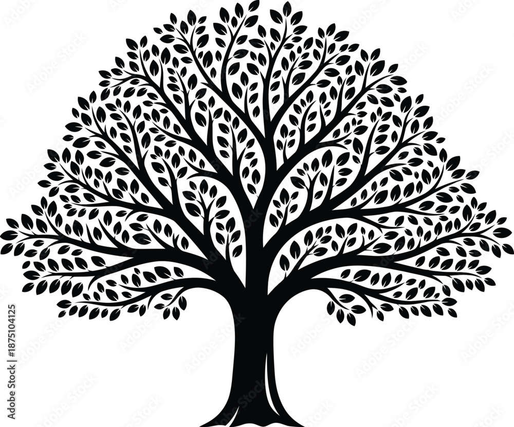Obraz premium Black silhouette tree isolated on transparent background