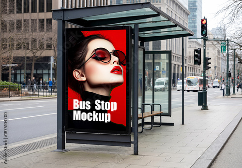 City Bus Stop Billboard Mockup