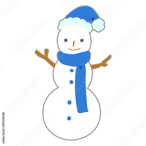 帽子とマフラーの雪だるま　3段　線あり