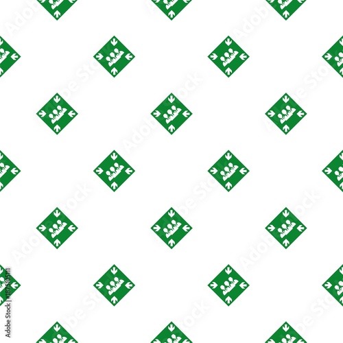 Bilde på lerret Assembly point sign, fire emergency meeting area seamless pattern isolated on wh