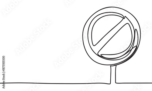 Continuous Line Drawing of a Prohibition Sign