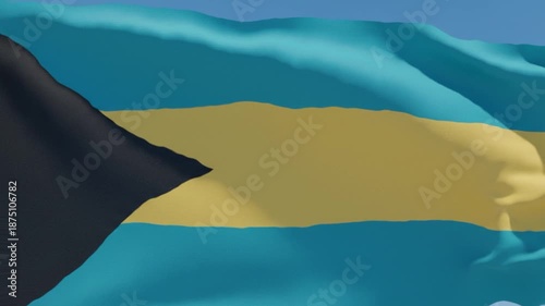 Bahamas national flag waving animation background video 