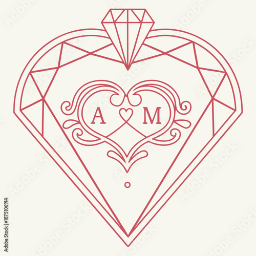 A M Heart Initials Monogram – Luxury Jewelry Valentine Logo Vector