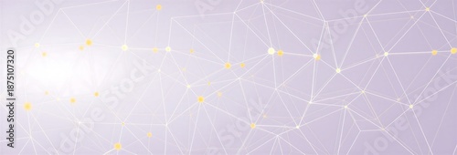 Abstract network nodes connected with thin glowing lines on transparent background