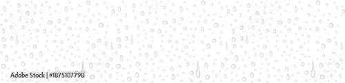 Panel kuchenny z motywem Realistic transparent water droplets Water rain or shower drops seamless border isolated on transparent background. PNG drops Water rain or shower drops seamless border Water droplets On white Dew
