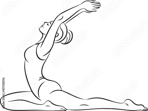 Minimalist Outline Illustration A Woman Practicing Yoga for Flexibility