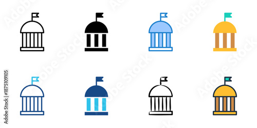 Political Platform icons set multiple style collection. Editable stroke 
