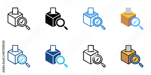 Election Observation icons set multiple style collection. Editable stroke 

